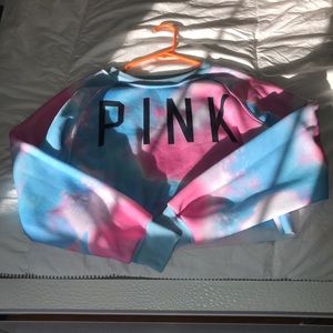 Pink and blue tie dye cropped sweater